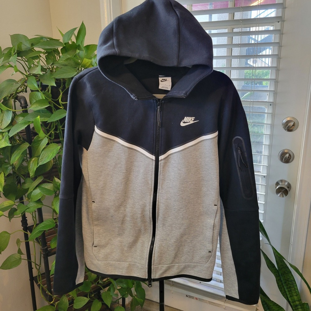Nike Tech Fleece Full Zip Hoodie OG Black Grey White CU4489-016 Mens Small